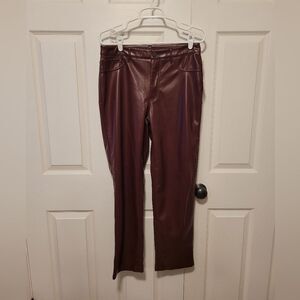 NWT Joie Faux leather burgundy pant‎